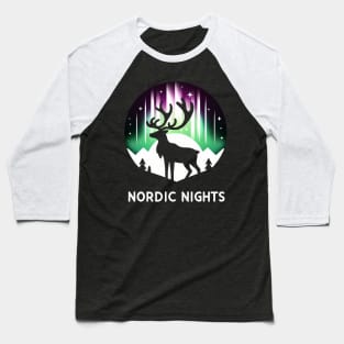 Nordic Reindeer Silhouette Baseball T-Shirt